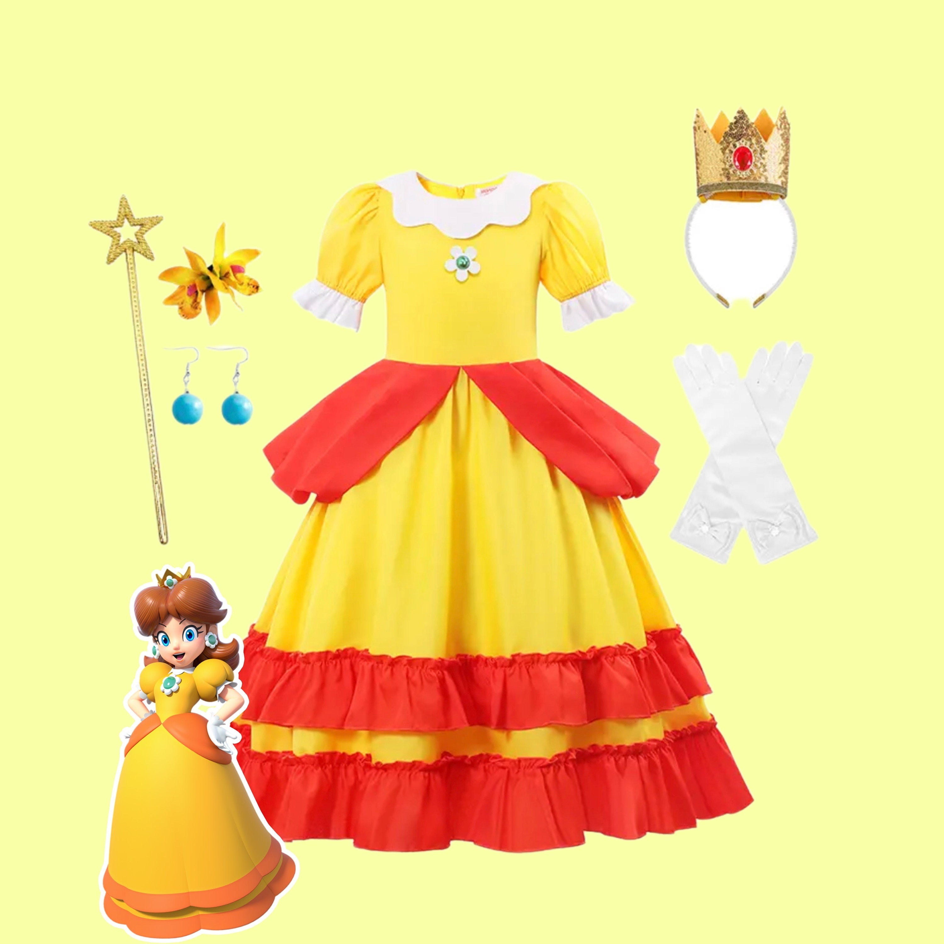 New Princess Rosalina and Princess Daisy Super Dresses Costumes Toddle – HavenAmoraGirls